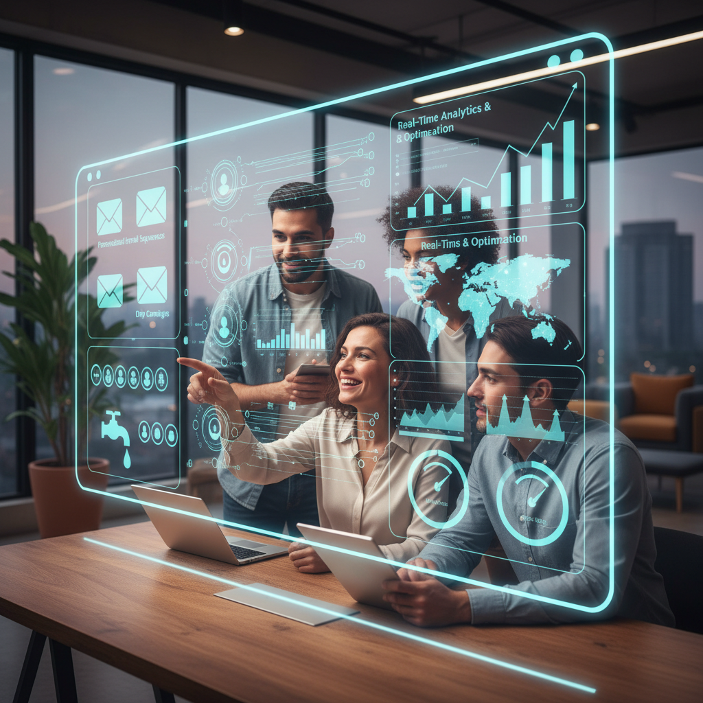 Blog illustration for section about Personalized email sequences and drip campaigns Real-time analytics and optimization One of the most